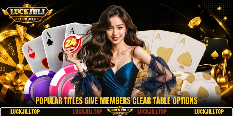 Popular titles give members clear table options