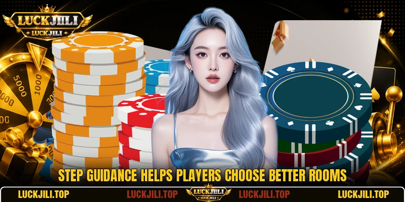 Step guidance helps players choose better rooms
